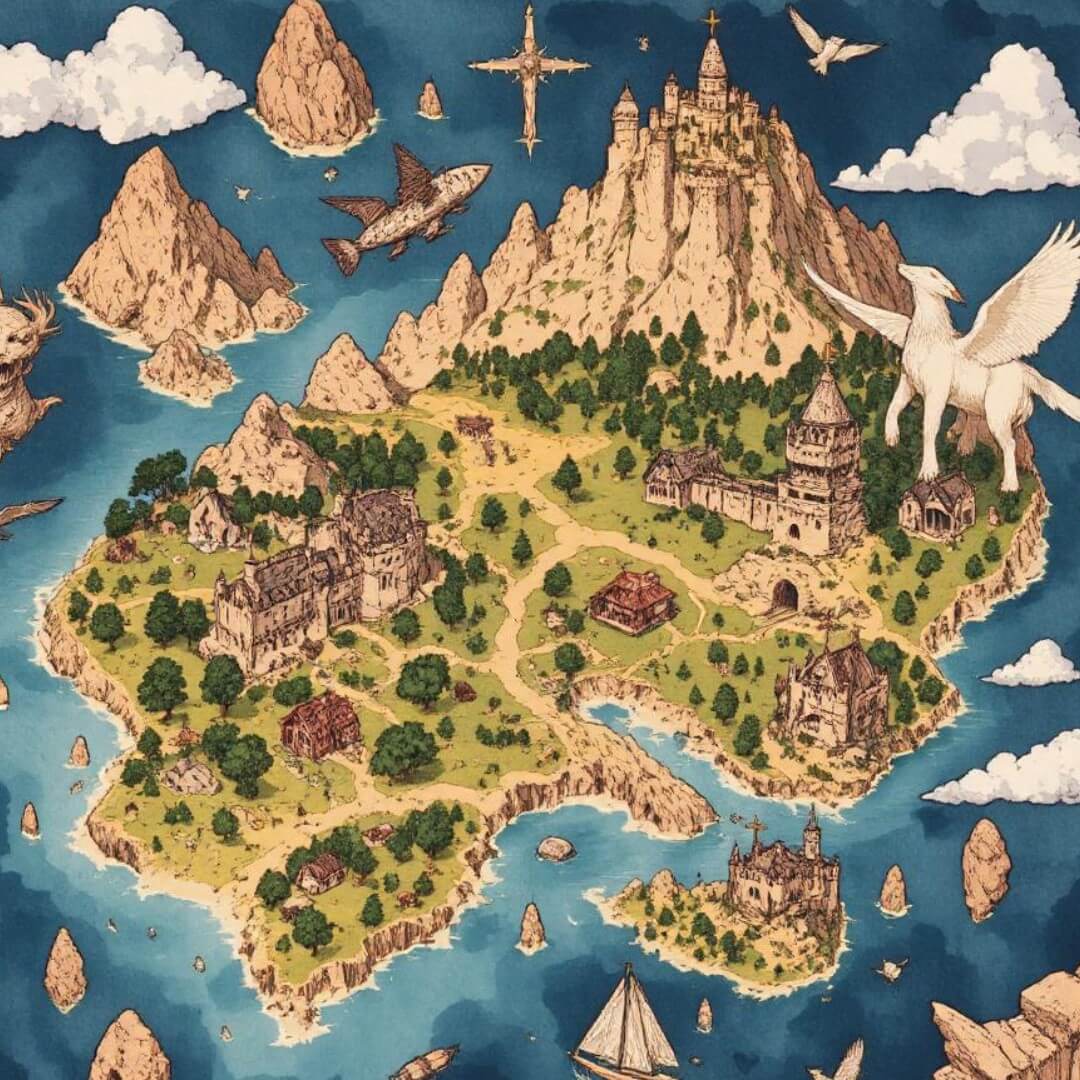Enjoy creating a fantasy map of a small land with ai in fotor
