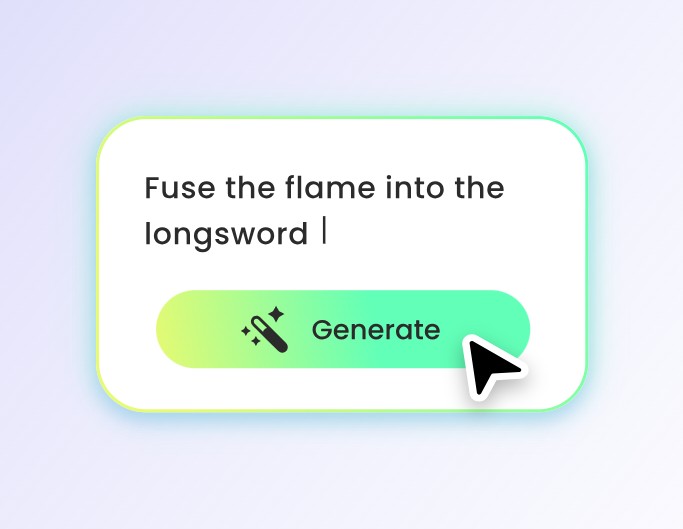 Enter prompts to fuse the flame into the longsword for merging images