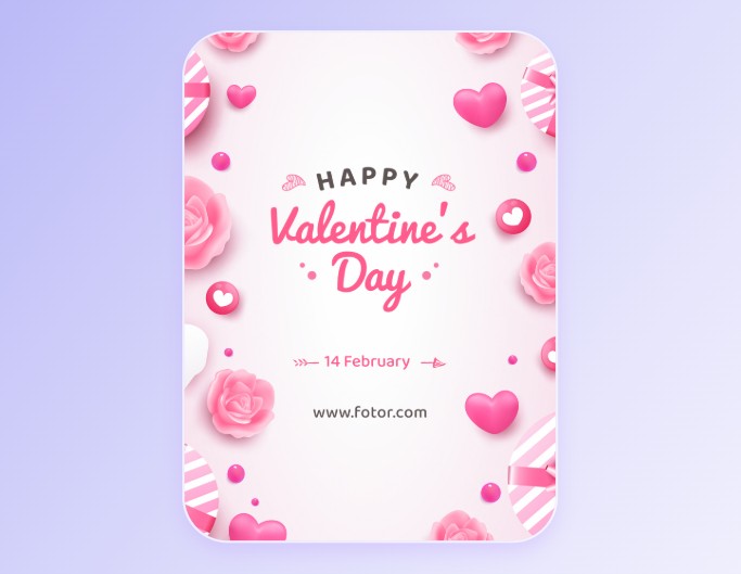 Festive poster template of fotor pink and white valentine day theme