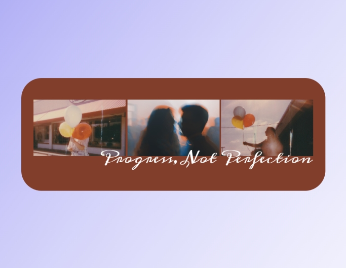 Fotor aesthetic facebook cover template featuring three aesthetic photos in a brown bg