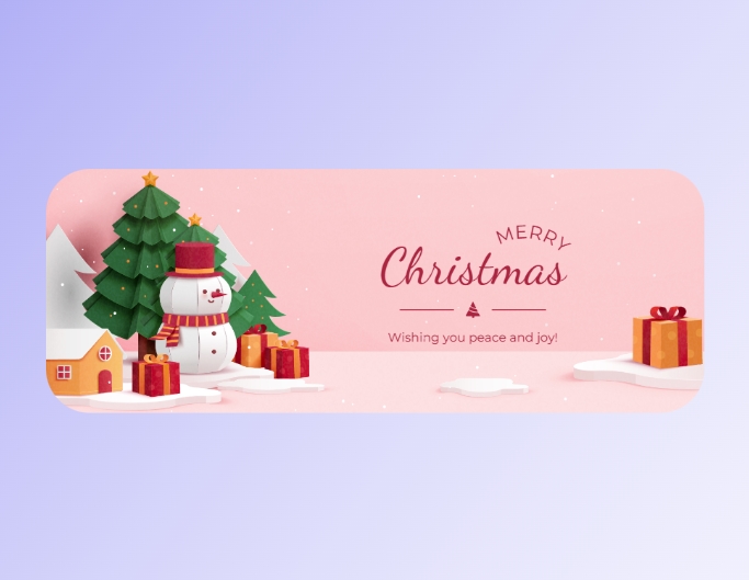 Fotor christmas facebook cover template featuring a christmas vibe snowman in front of christmas trees and pin bg