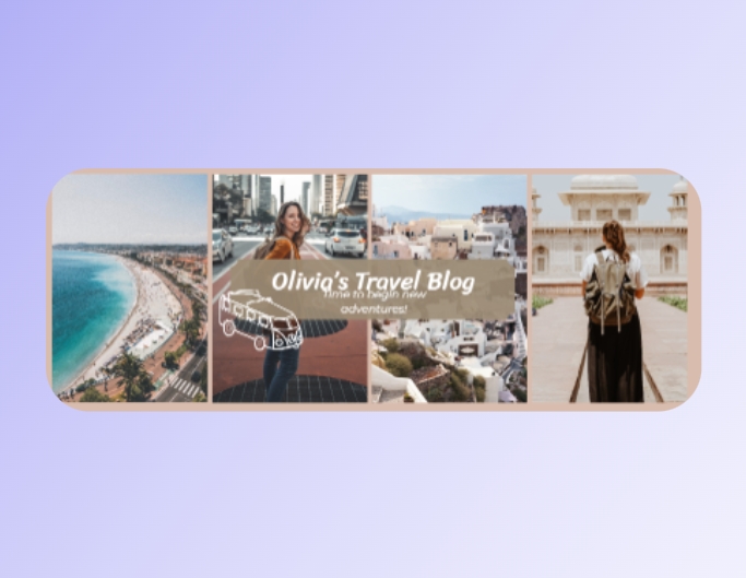 Fotor facebook banner template with a travel log theme on four traveling pictures