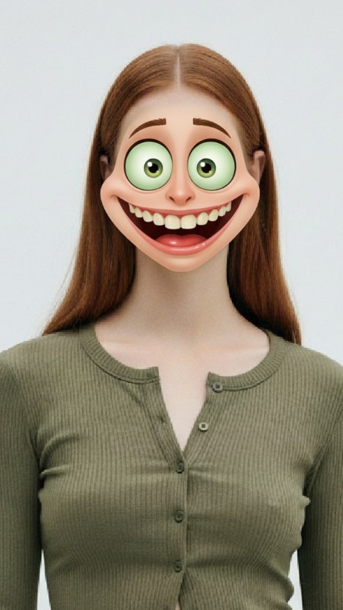 Frog face style result for a woman