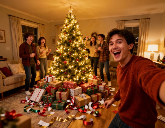 Gruppenselfie zu Weihnachten