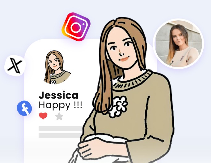 Generate an ai female doodle character and use it as a social media pfp