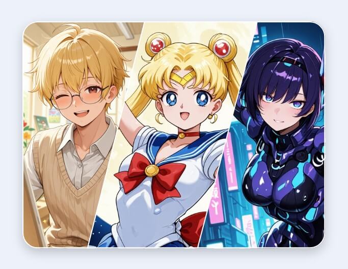 Generate different types of anime characters with ai