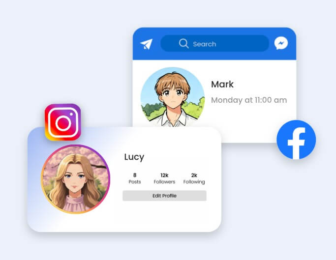 Generate various anime avatars for social media