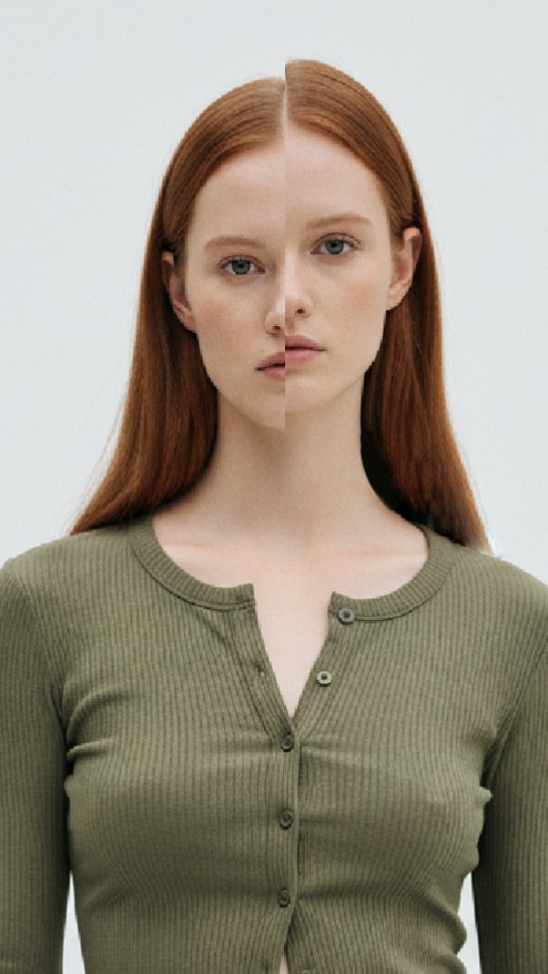 Half face offset filter for a woman