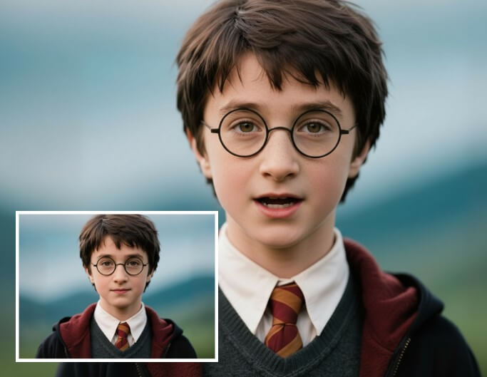 Make a classic movie character photo talk
