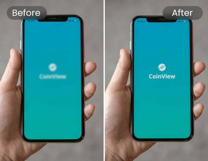 Before and after comparison of making a buisness logo clearer