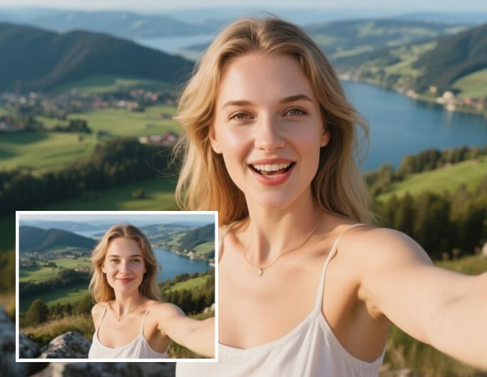 Make a woman selfie photo talk