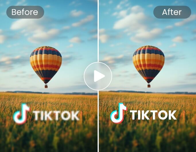 before and after comparison of using Fotor logo enhancer to make a video logo more clear and crisp
