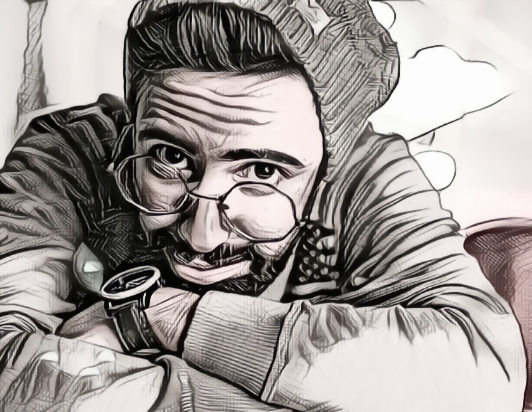 Male portrait sketch effect 2 example