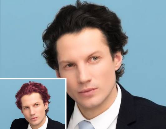 Male trys on black hair filter