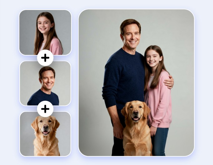 Merge multiple photos into a family photo