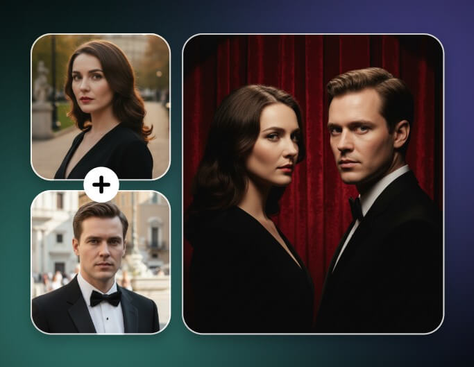 Merge two individual photos into a cinematic style group photo