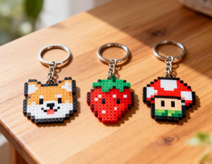 Perler bead keychains