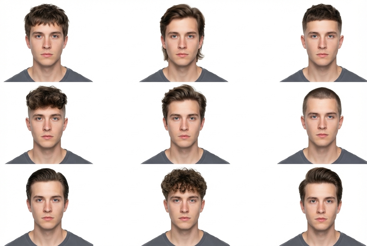 Coupes de cheveux masculines en 9 cases