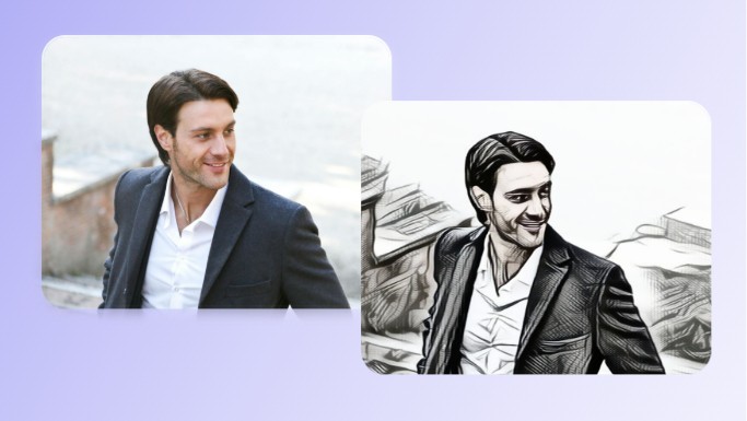 Comparaison entre l’effet avant et après de la photo en croquis