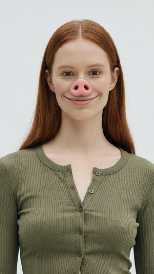 Pig nose filter result for a woman