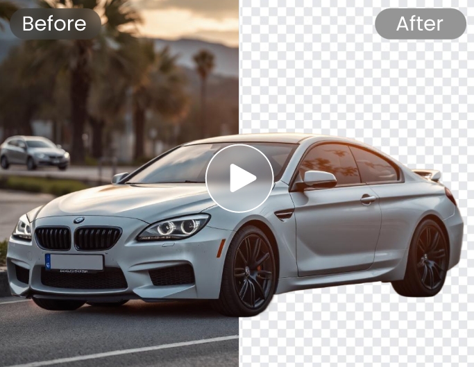 Remove background of a video featuring a car