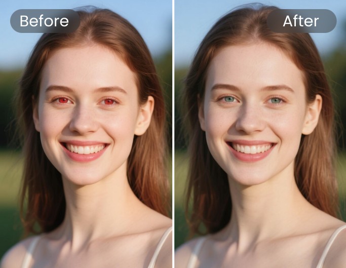 Remove red eye from a photo of a lady