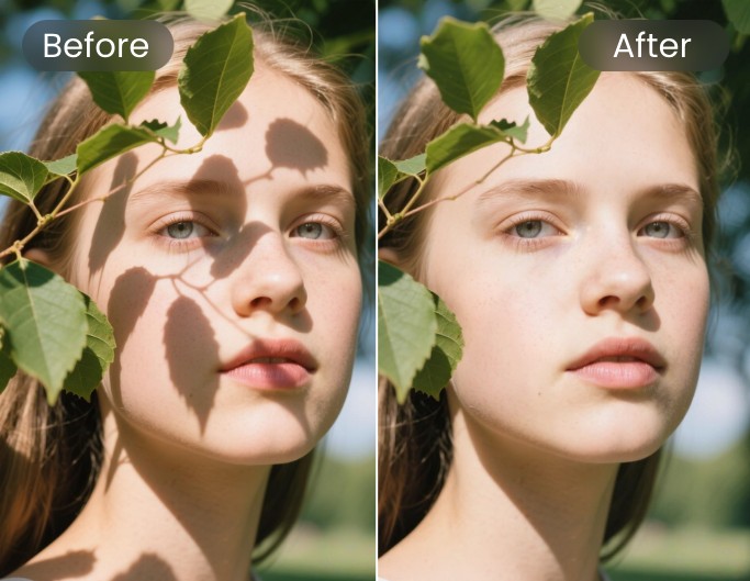 Remove shadow from a photo of a lady