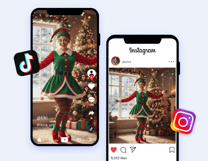 Share your elf dancing vidoe on tiktok and instagram to get likes and commments