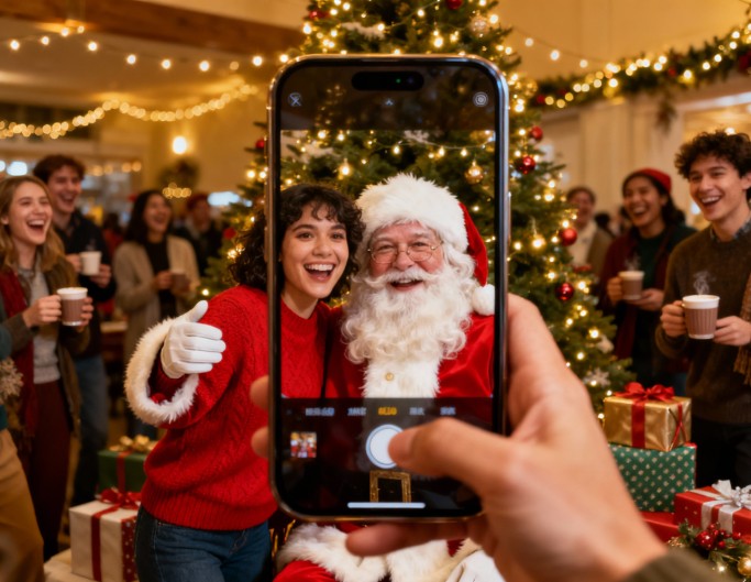 Selfie mit dem Weihnachtsmann