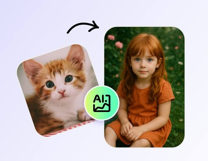 Step 2 AI automatically starts the conversion and transforms the cat into a lovely girl