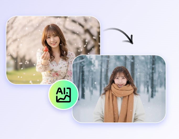 Step 2 apply AI snow filter and watch as AI automatcially add snow to photo in seconds