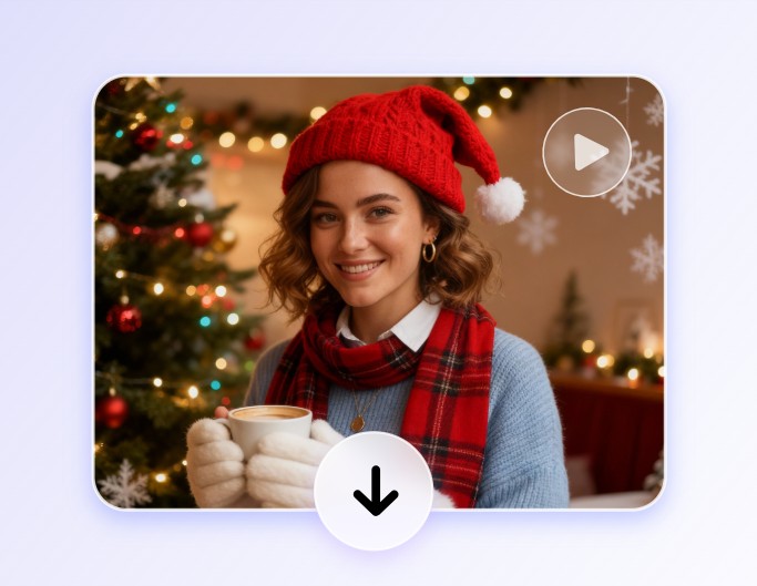 Schritt 3 Das von KI erstellte Weihnachtsvideo einer Frau mit Weihnachtsmütze herunterladen