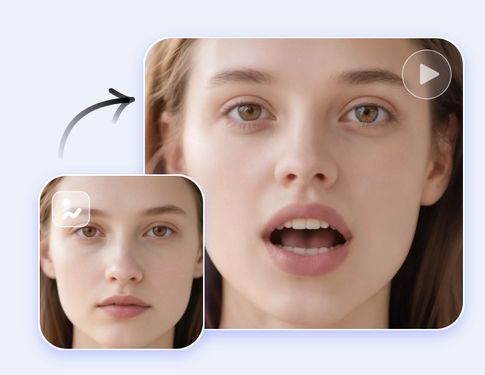 Transform a female close up face into a talking avatar