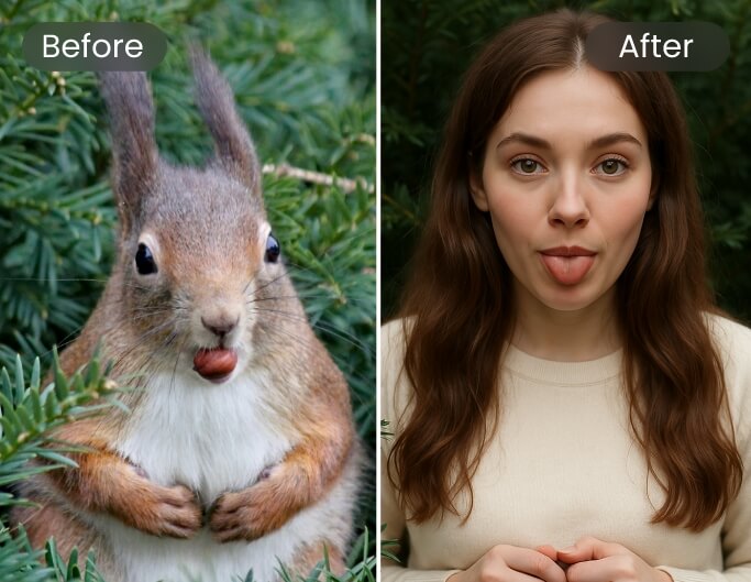 Transform a squirral into squirral with ai