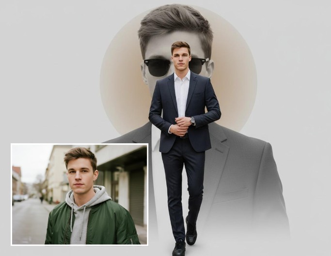 Turn a casual picture of a man into a magzine portrait with google gemini