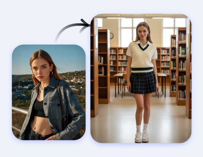 Turn a fashionable girl into signature american 1990s style with fotor