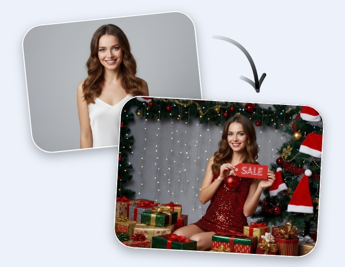Turn a model photo into a holiday promotional material