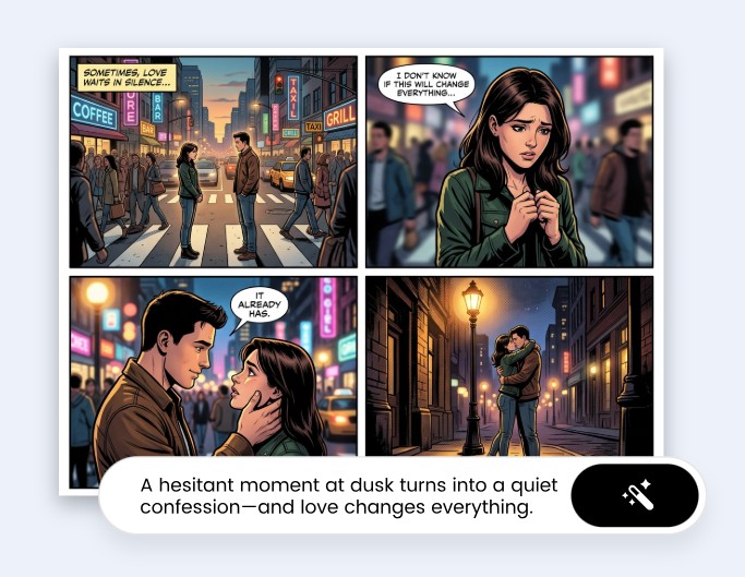 Turn a story outline into a four panel storyboard