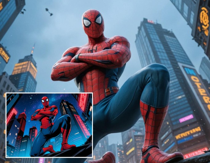 Turn an anime spider man image into a real person for film casting