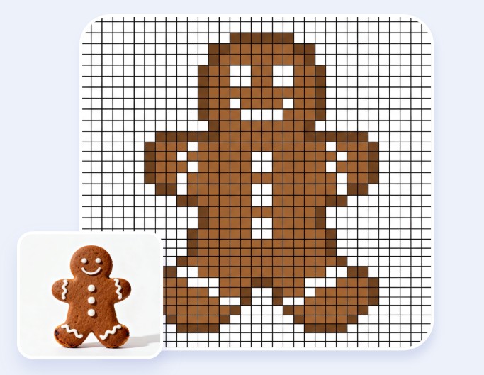 Turn the gingerbread man into fuse bead pattern with Fotor perler bead pattern maker