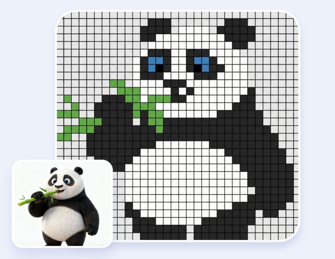 Turn the panda into perler bead pattern with Fotor fuse bead pattern converter
