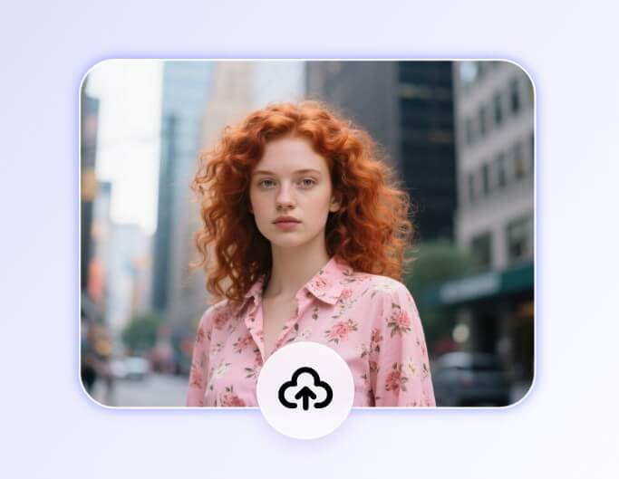 Lade ein Foto von einer Frau in orangen Haaren in realitischem Stil hoch