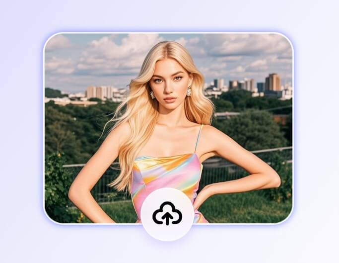 Upload a photo of a woman to fotor ai glitch art generator