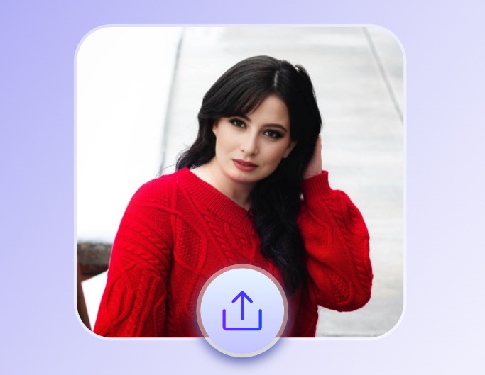 Upload a woman with a red sweater selfie to fotor ai portrait generator