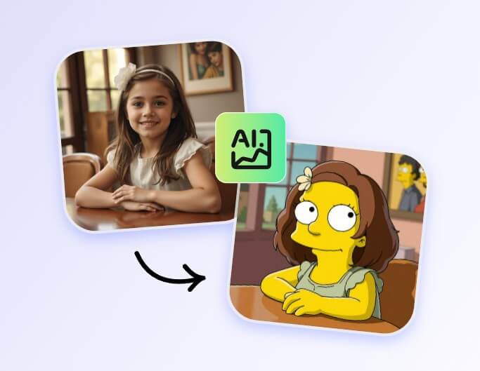 Use ai to transform a photo of a girl into simpsons style in fotor