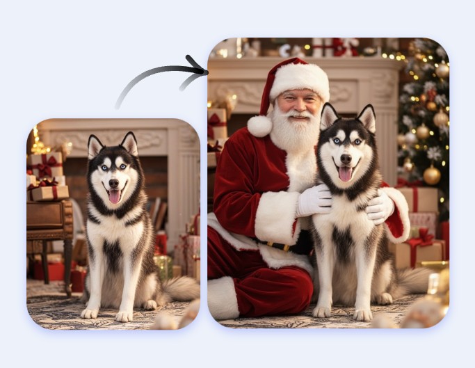 Le Père Noël tient votre animal