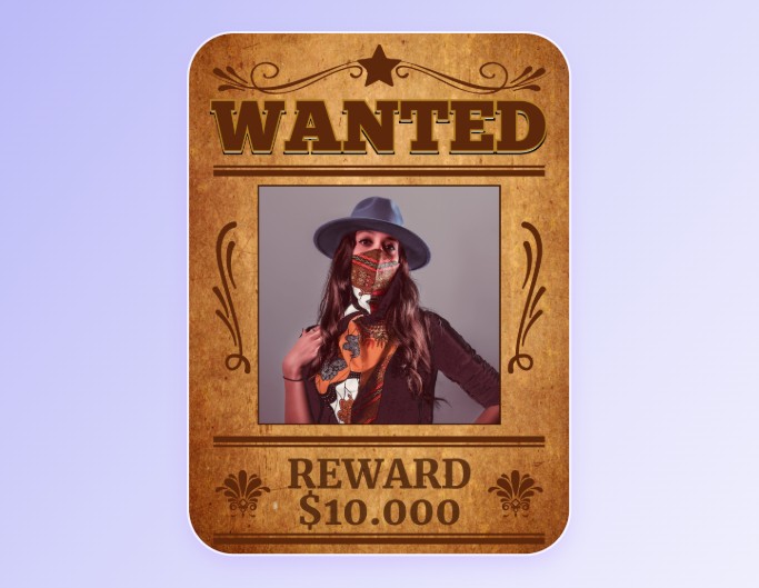 Wanted poster template of fotor wanted for a criminal with rewards