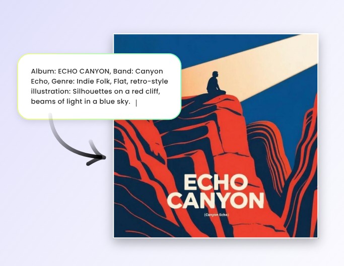 Watch AI convert your text into a retro style red cliff album cover art