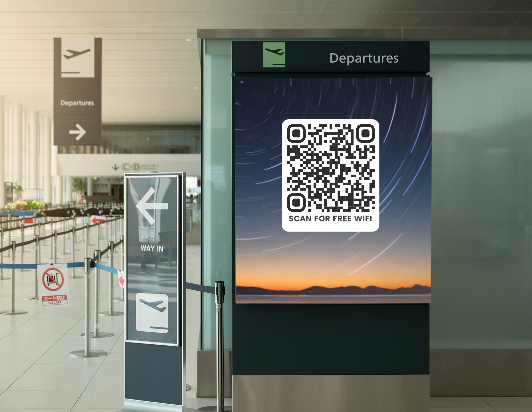 Codice QR WiFi all'aeroporto
