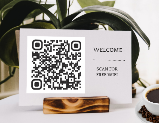 Un codice QR WiFi per il café generato nel generatore di codici QR WiFi di Fotor